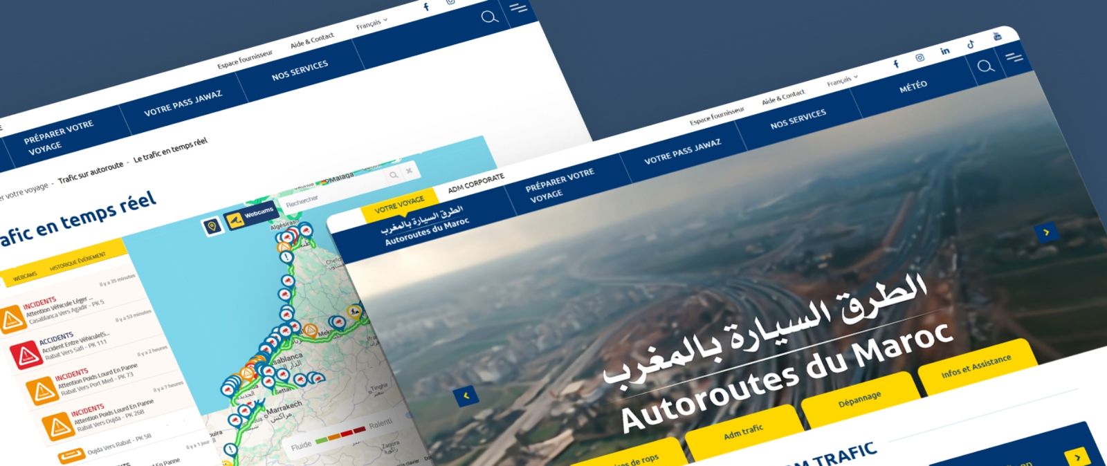 Capture d'écran du site Autoroutes du Maroc, aperçu 1