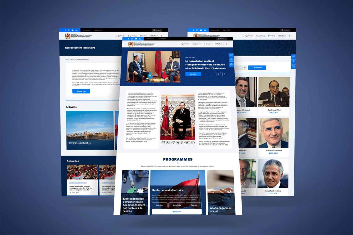 Capture d’écran du site MRE, aperçu 2