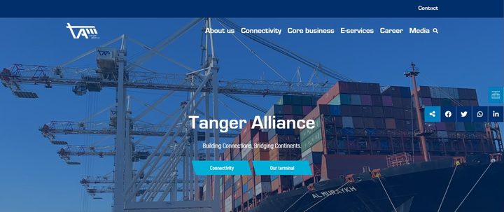 Capture d’écran du site Tanger Alliance