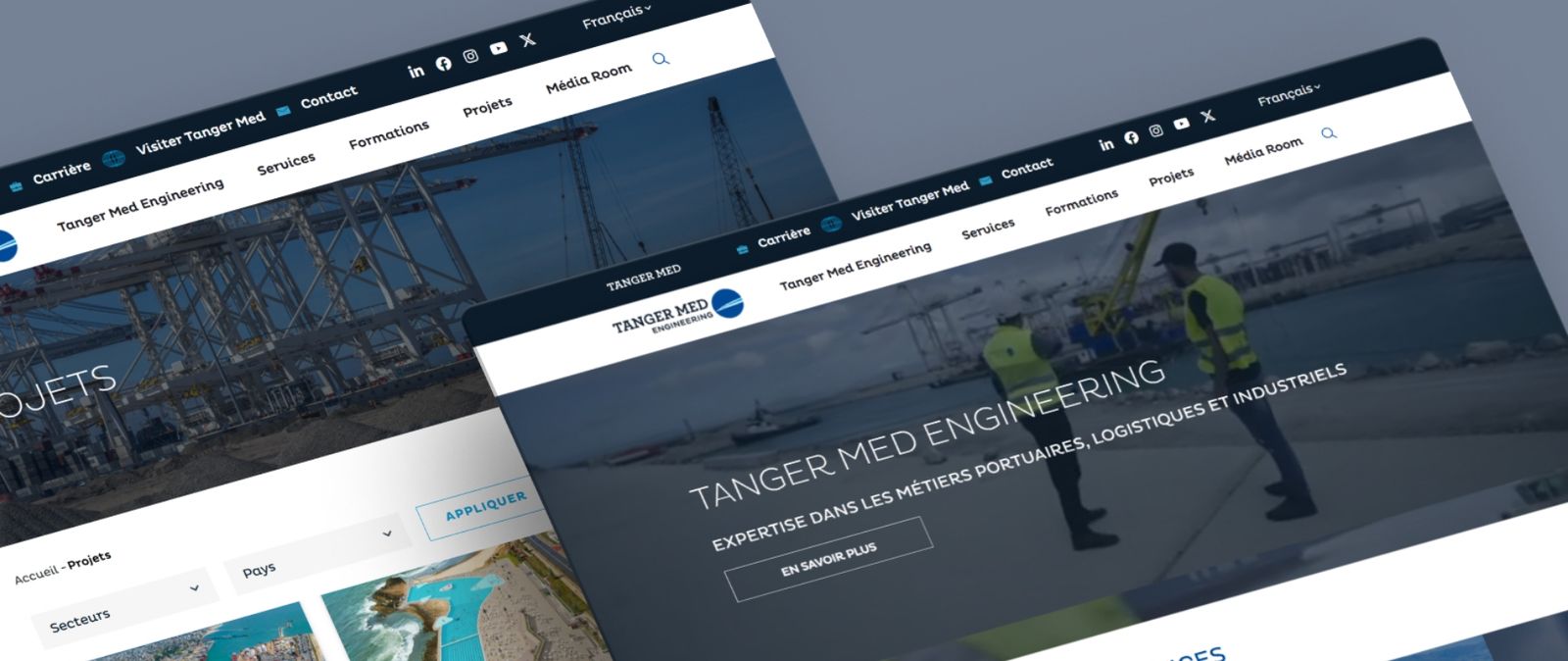 Capture d'écran du site Tanger Med Engineering, aperçu 1