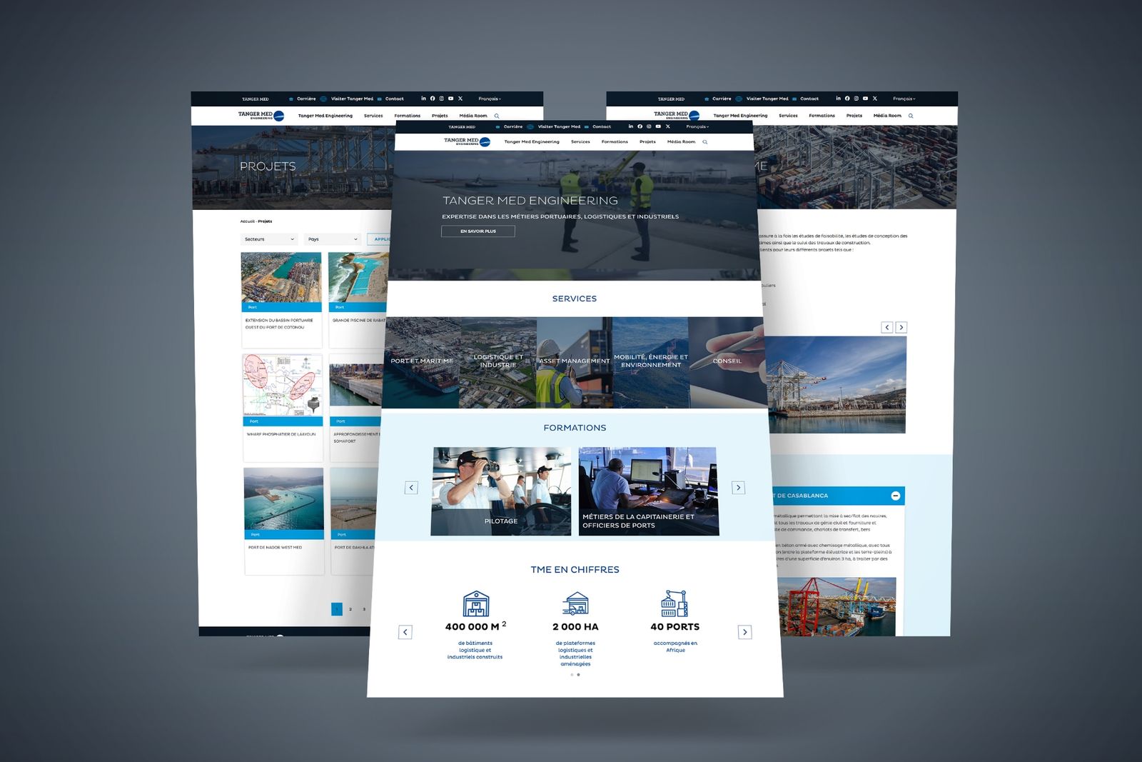 Capture d’écran du site Tanger Med Engineering, aperçu 2