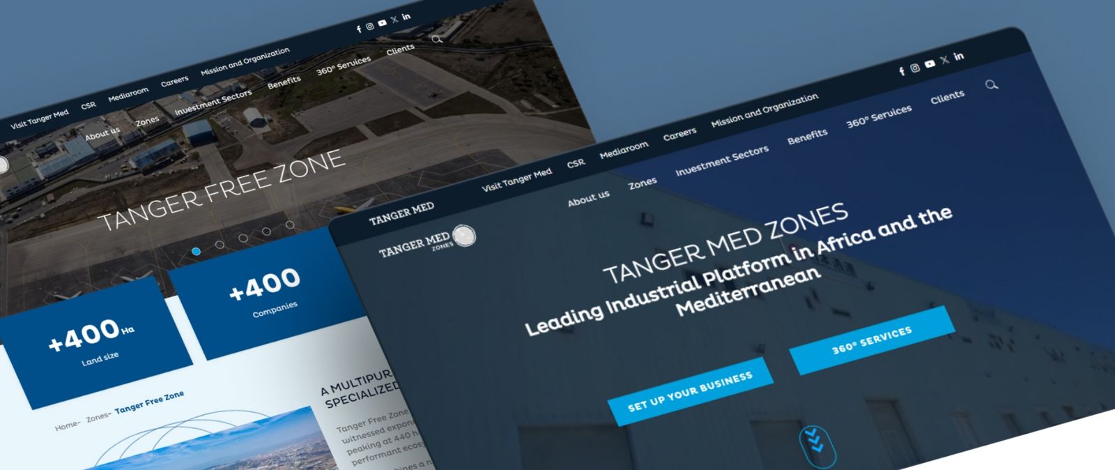 Capture d'écran du site Tanger Med Zones, aperçu 1